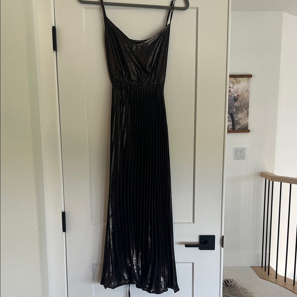 Dark grey Metallic Pleated Slip Dress - Women